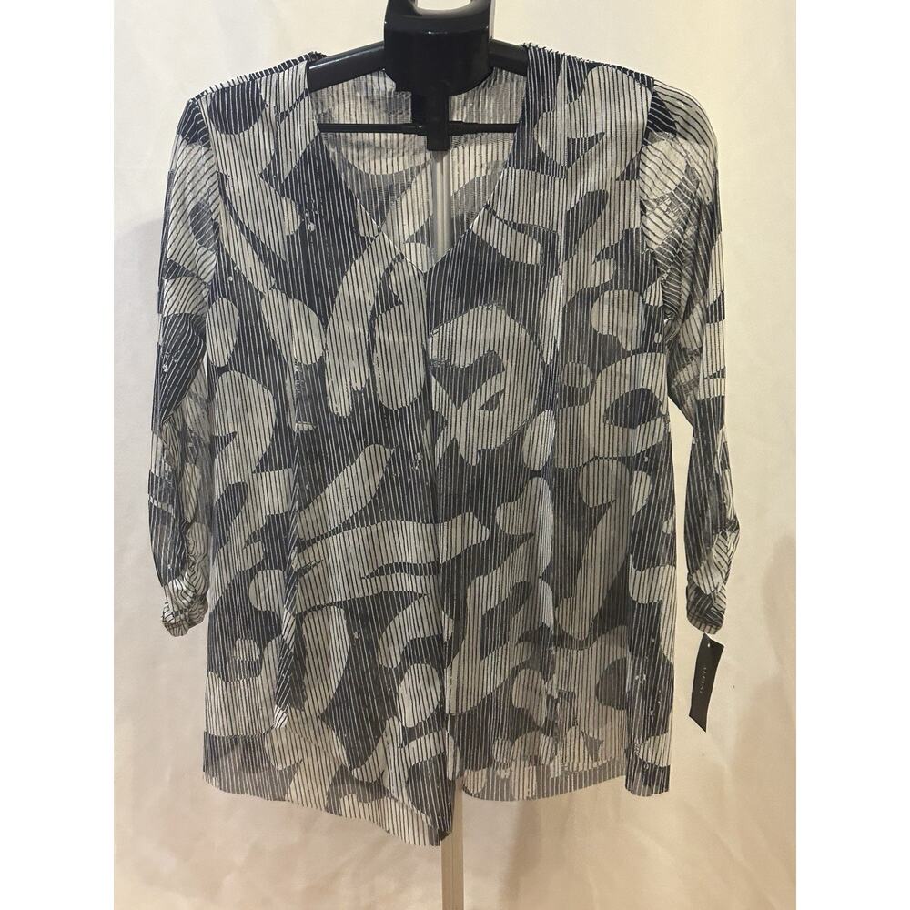 NWT Alfani Striped Grafitti Blouse Women's size S